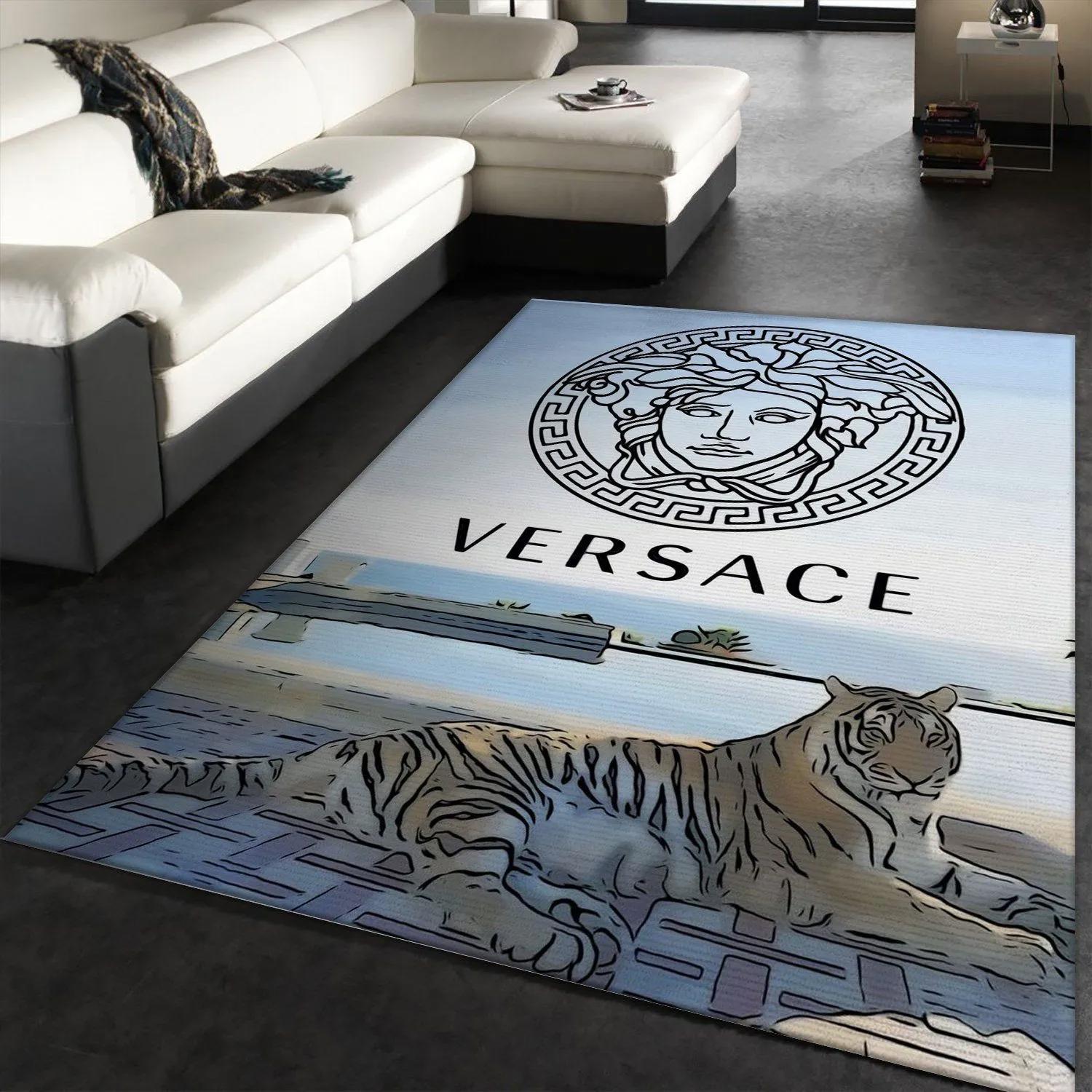 Versace logo type 844. Upgrade Your Living Room with Luxury Home Decor: Area Carpets, Floor Decor, Door Mats, and Hot Gift Items with style a High-End Fashion Brand Rectangle Rug