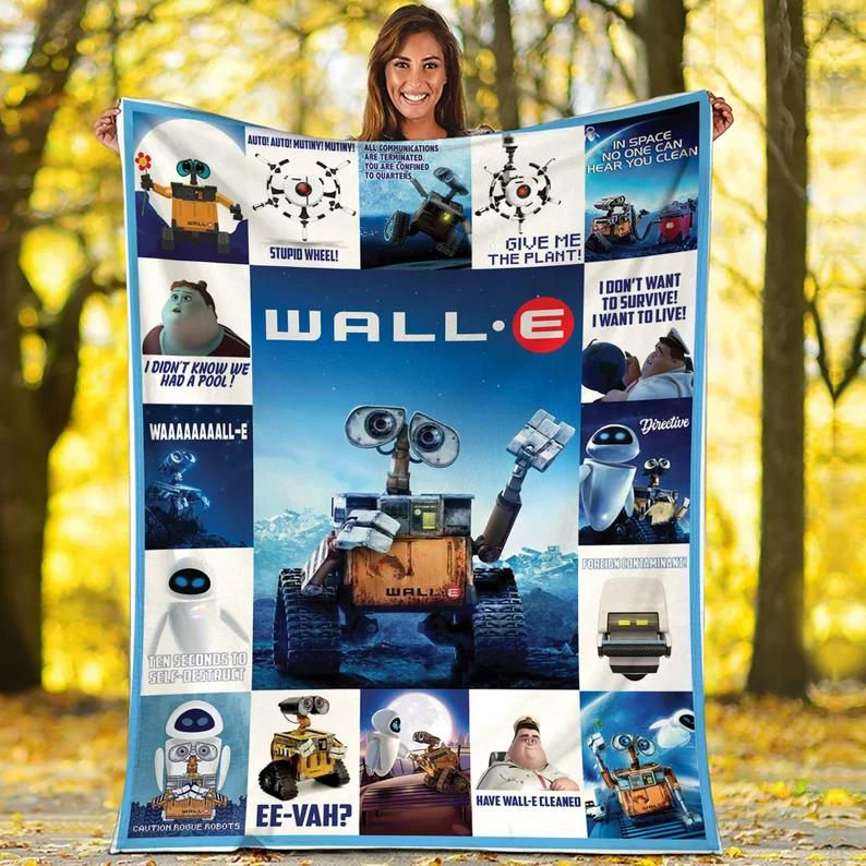Wall e fleece blanket, wall e robot blanket, wall e quotes characters blanket, birthday gifts for kids, christmas gifts Quilt Blanket