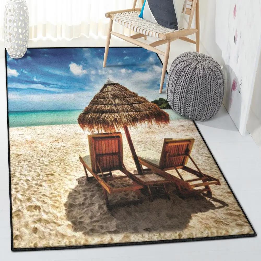 Washable area rugs, beachs rug Rectangle Rug