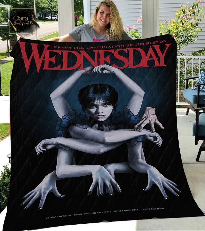 Wednesday addams dance fleece blanket, mink sherpa blanket, addams family blanket, wednesday addams quilt, trending quilt Quilt Blanket