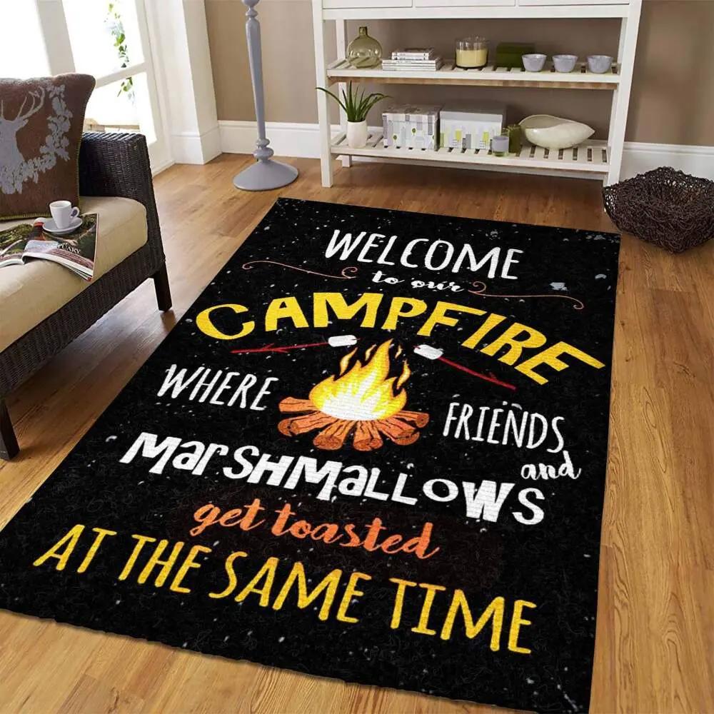 Welcome to camfire quote camping no1967 living room area rug home decor Rectangle Rug