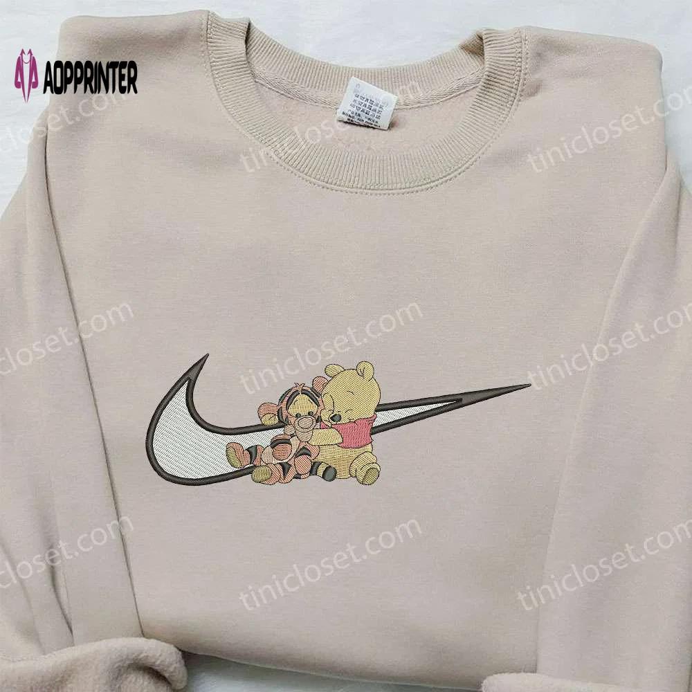 Winnie the pooh x nike swoosh embroidered sweatshirts: cute & comfy disney-inspired nike inspired shirts Embroidered Shirt