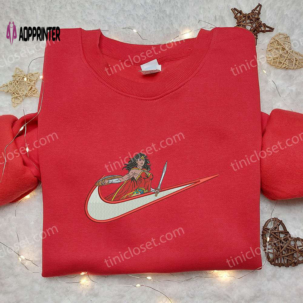 Wonder woman x nike anime hoodie & shirts: embroidered swoosh & inspired designs Embroidered Shirt