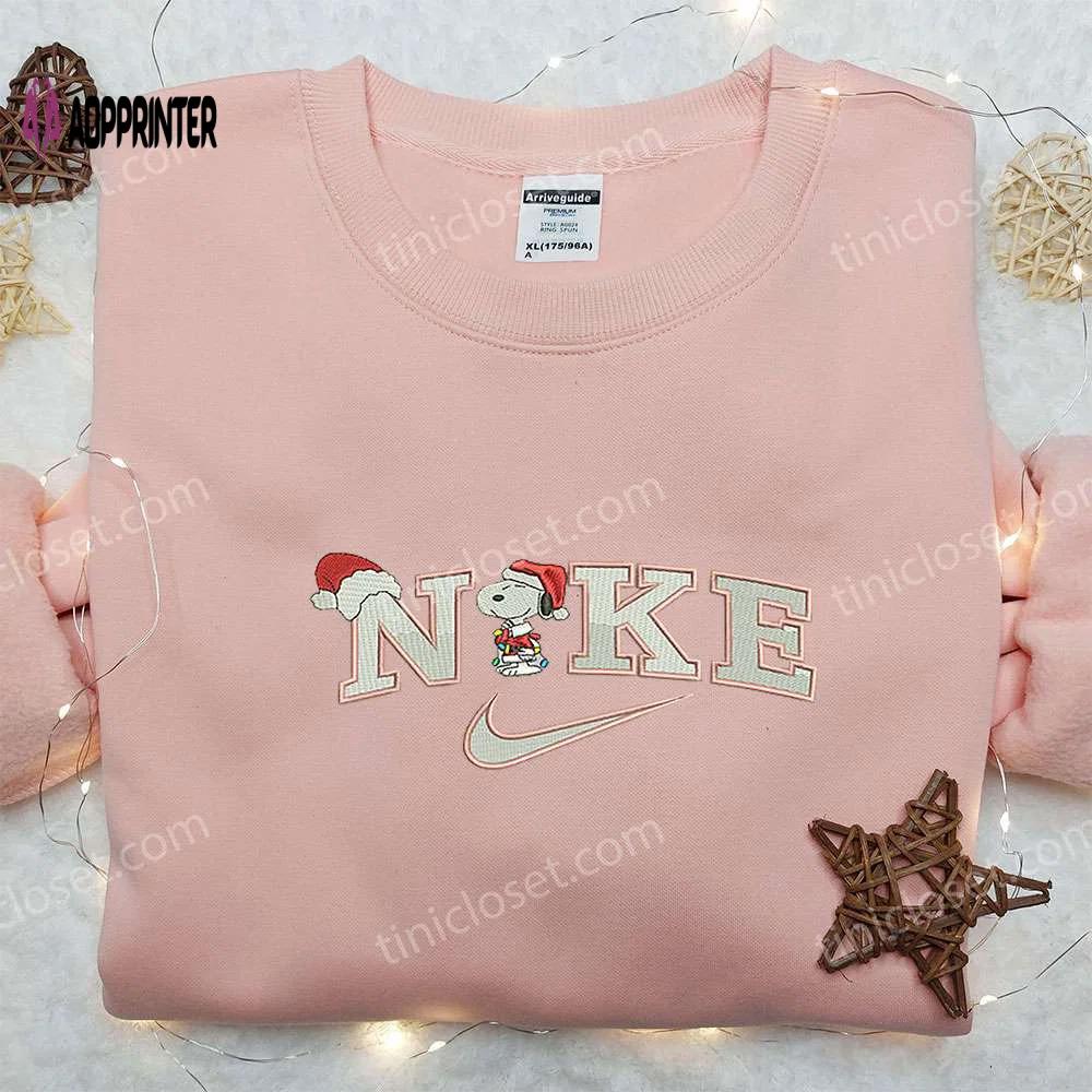 Xmas snoopy x nike embroidered sweatshirt: best nike inspired christmas gift Embroidered Shirt