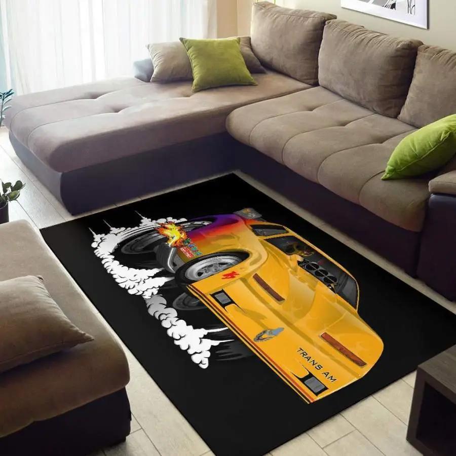 Yellow firebird trans am dragster area rug living room rug home decor carpets Rectangle Rug