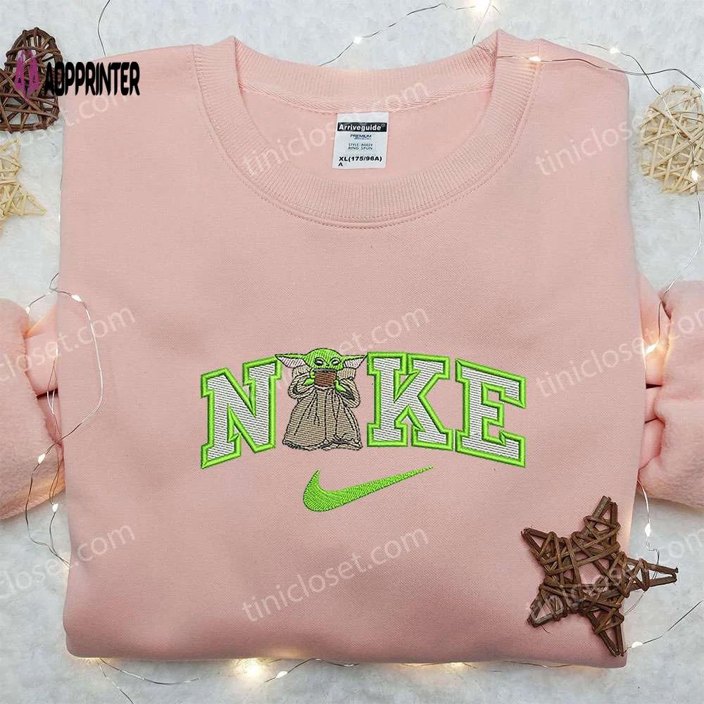 Yoda x nike embroidered sweatshirt: star wars movie shirt nike inspired design Embroidered Shirt
