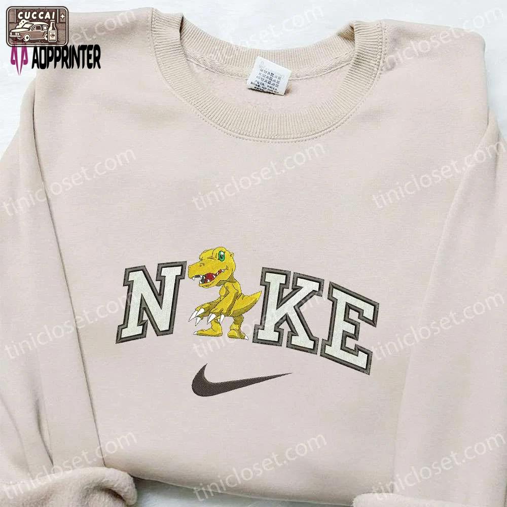 Agumon x nike anime embroidered shirt – digimon & nike inspired apparel Embroidered Shirt