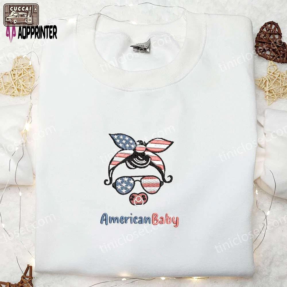 American baby embroidered shirt: best patriotic shirts & national day gifts Embroidered Shirt