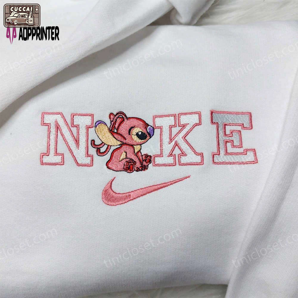 Angel stitch nike embroidered sweatshirt lilo & stitch hoodie – custom nike logo shirt Embroidered Shirt