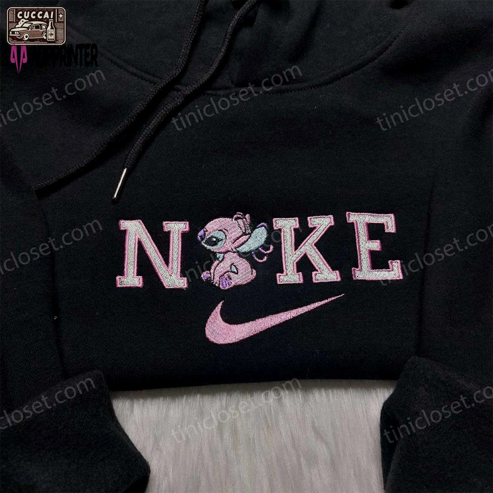 Angel stitch x nike embroidered sweatshirt & lilo and stitch disney shirt – custom nike embroidery Embroidered Shirt