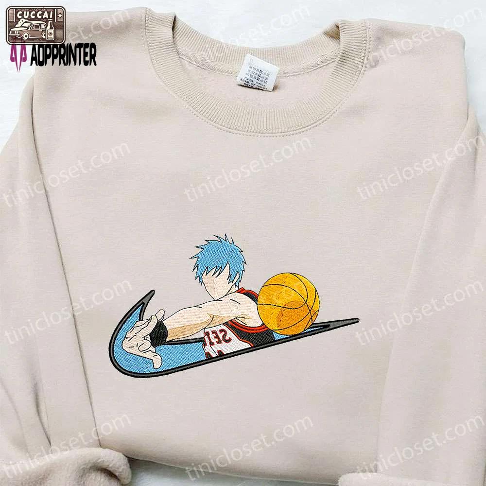 Anime embroidered sweatshirt: tetsuya kuroko x swoosh kuroko no basket shirt – cool anime clothing Embroidered Shirt