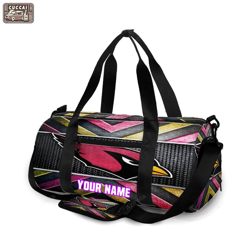 Arizona cardinals logo metal personalized name travel bag gym bag 1461 Travel Bag