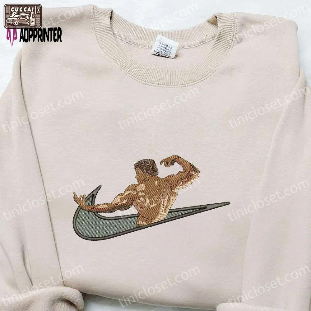 Arnold schwarzenegger x swoosh embroidered shirt: celebrity t-shirt perfect family gift! Embroidered Shirt