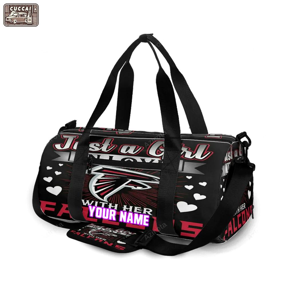 Atlanta falcons just a girl in love with her falcons personalized name travel bag gym bag 768 Travel Bag
