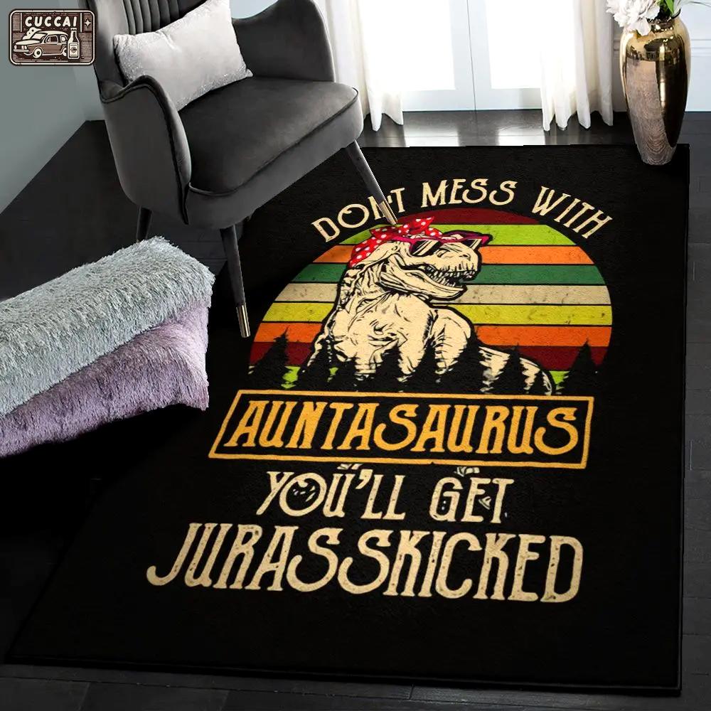 Aunt gift indoor outdoor rugs, don’t mess with auntasaurus t rex aunt gs cl rug Rectangle Rug