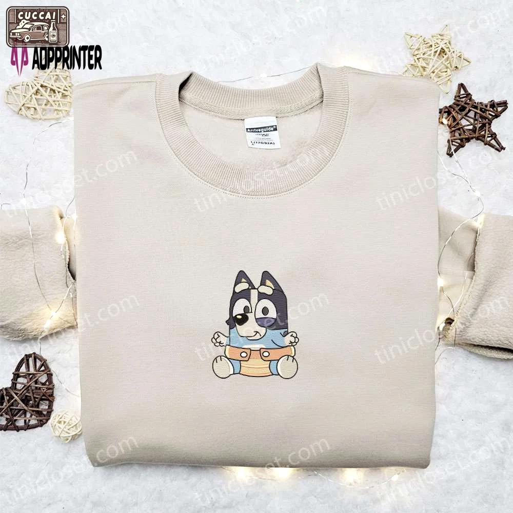 Baby bluey embroidered shirt & cartoon hoodie – perfect gift idea for kids! Embroidered Shirt