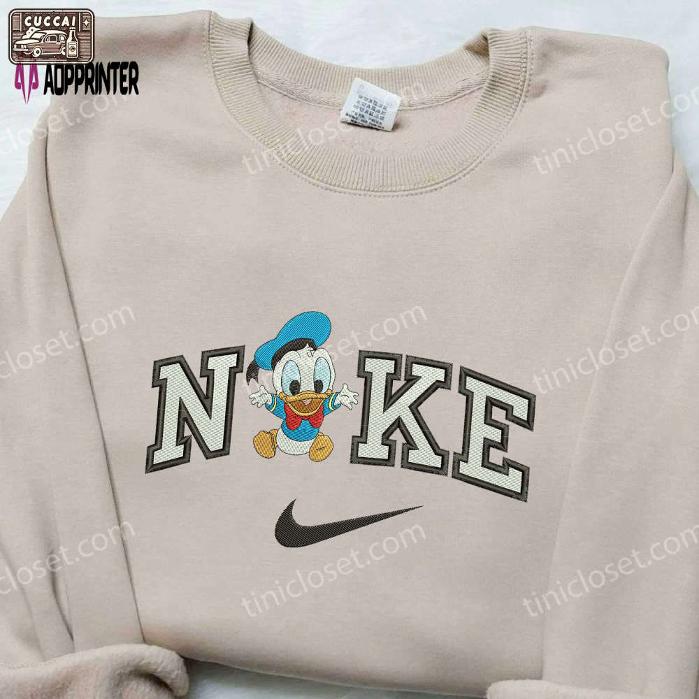 Baby donald duck x nike embroidered shirt – cartoon disney & nike collab Embroidered Shirt