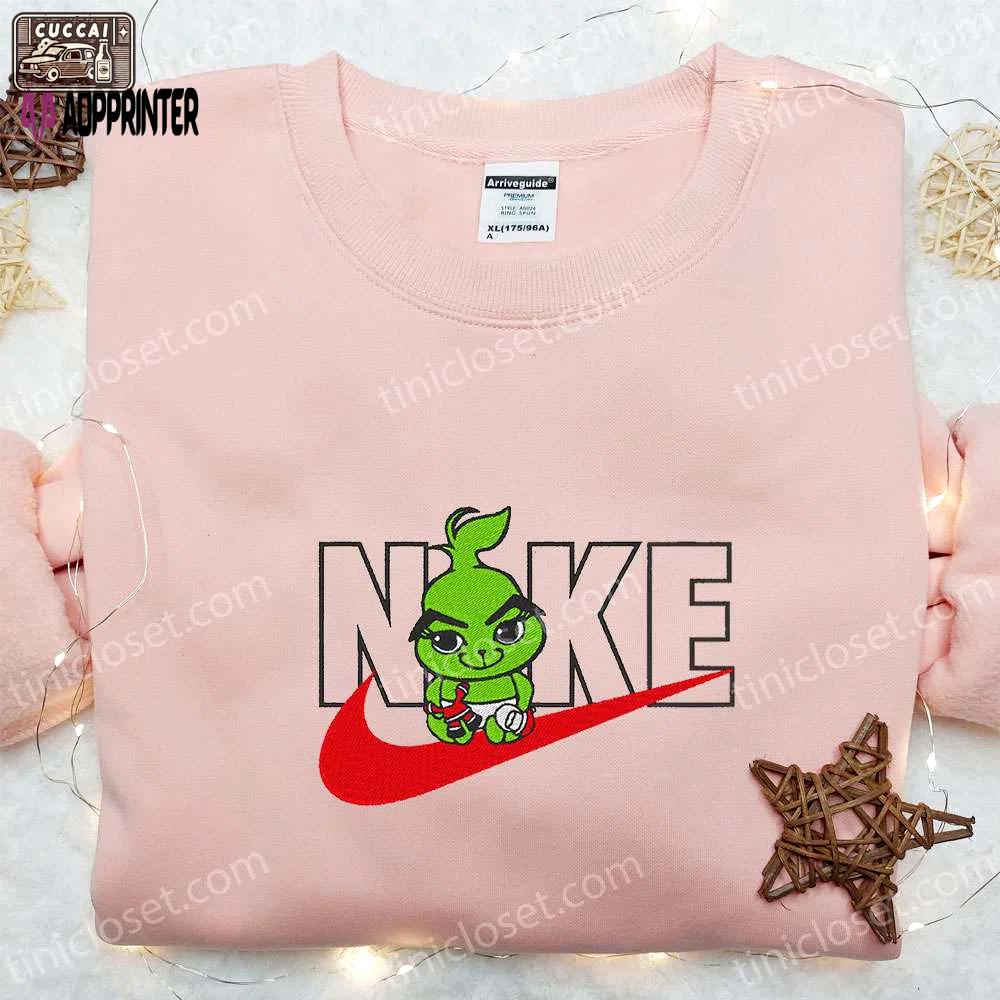 Baby grinch x nike movie embroidered tshirt the grinch shirt nike inspired tee Embroidered Shirt