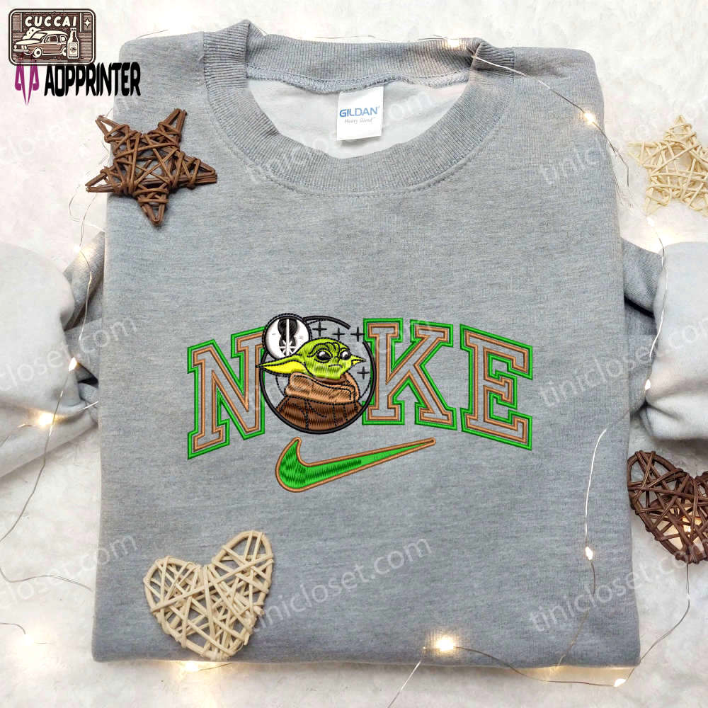 Baby yoda x nike embroidered shirt – custom star wars tee Embroidered Shirt