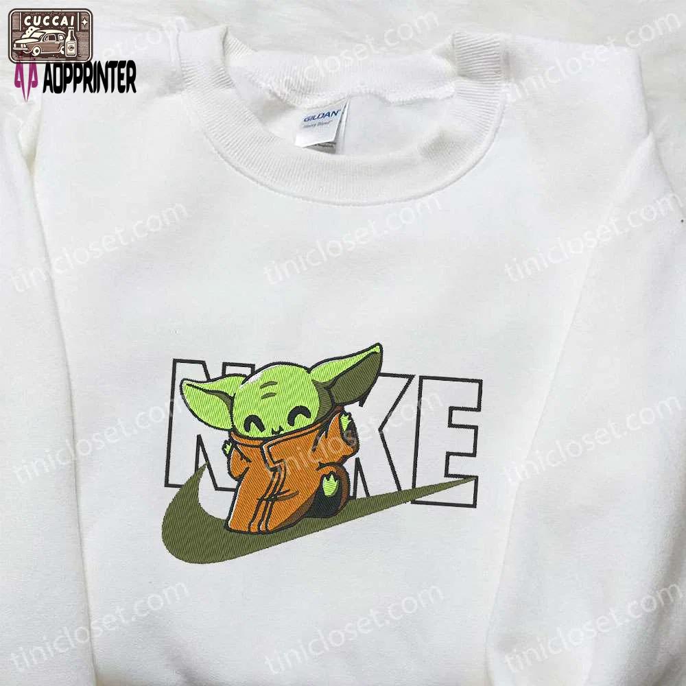 Baby yoda x nike movie embroidered tshirt – star wars inspired shirt Embroidered Shirt