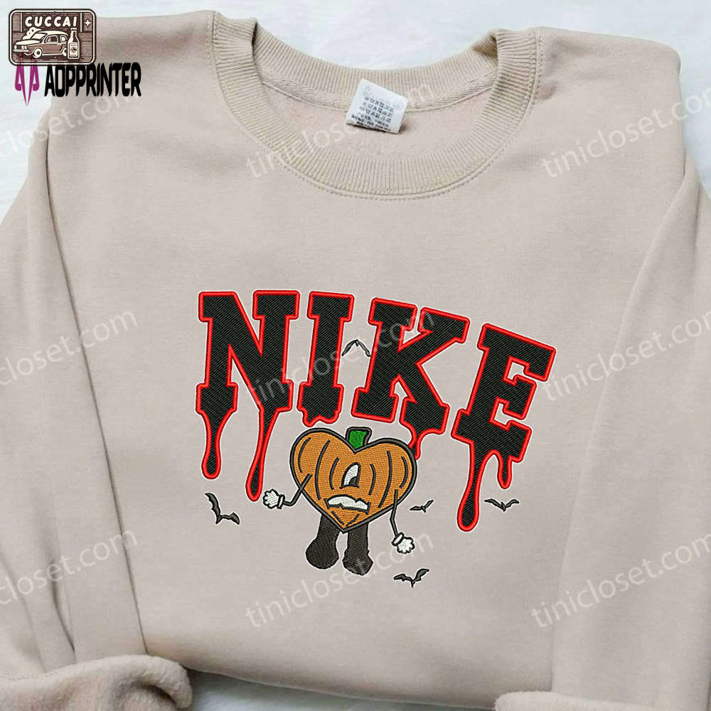 Bad bunny x nike halloween embroidered shirt: spook up your style with the weeknd & nike! Embroidered Shirt