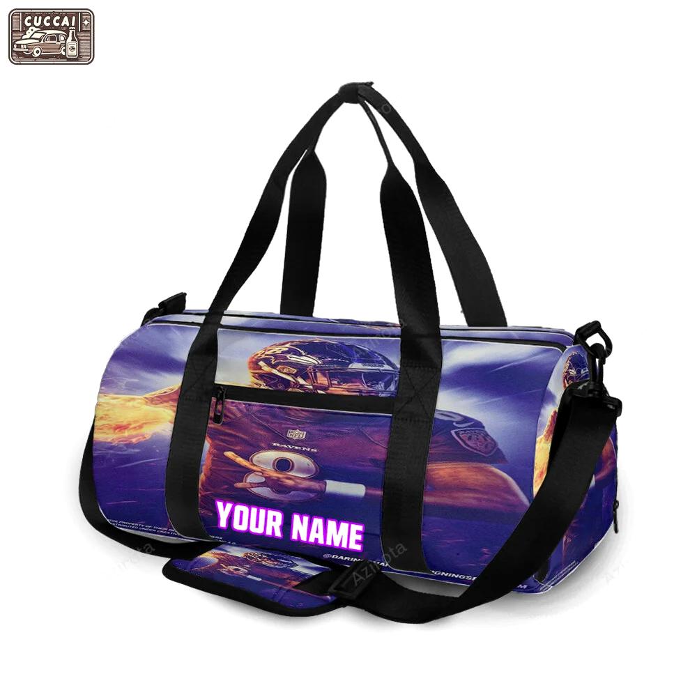 Baltimore ravens lamar jackson 8 v10 personalized name travel bag gym bag 438 Travel Bag