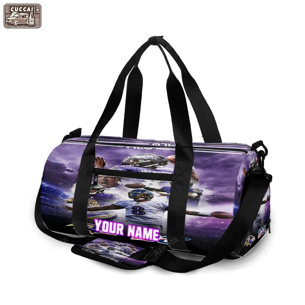 Baltimore ravens lamar jackson 8 v14 personalized name travel bag gym bag 1535 Travel Bag