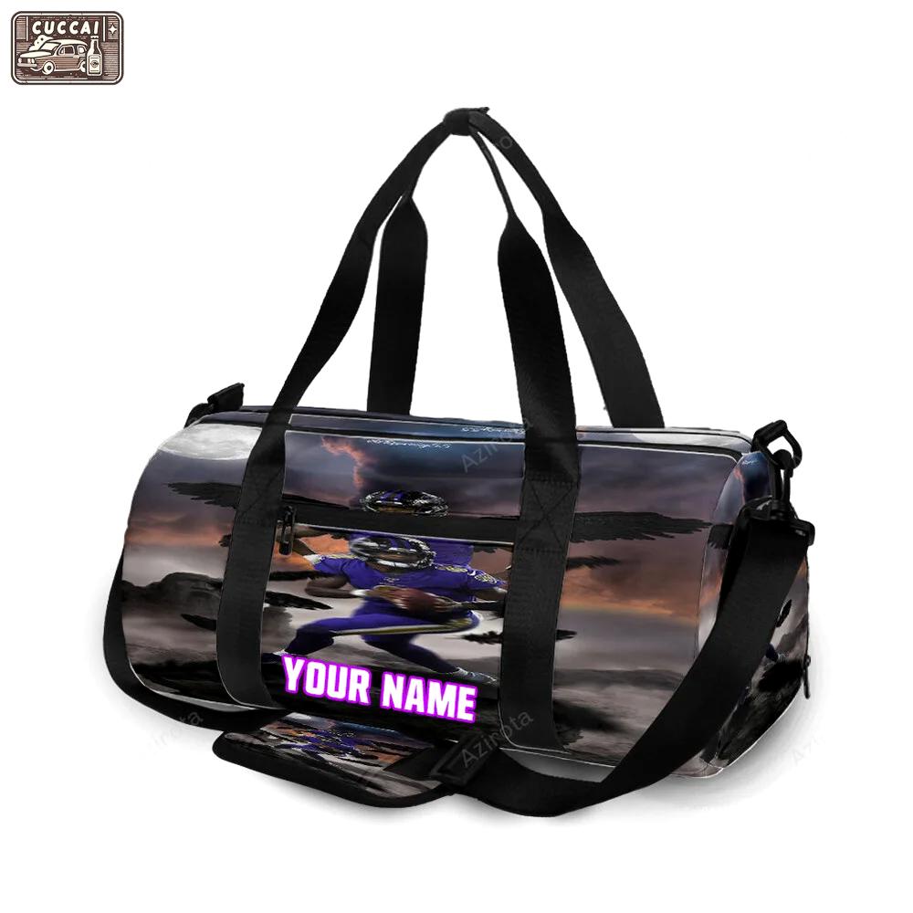 Baltimore ravens lamar jackson 8 v19 personalized name travel bag gym bag 1653 Travel Bag