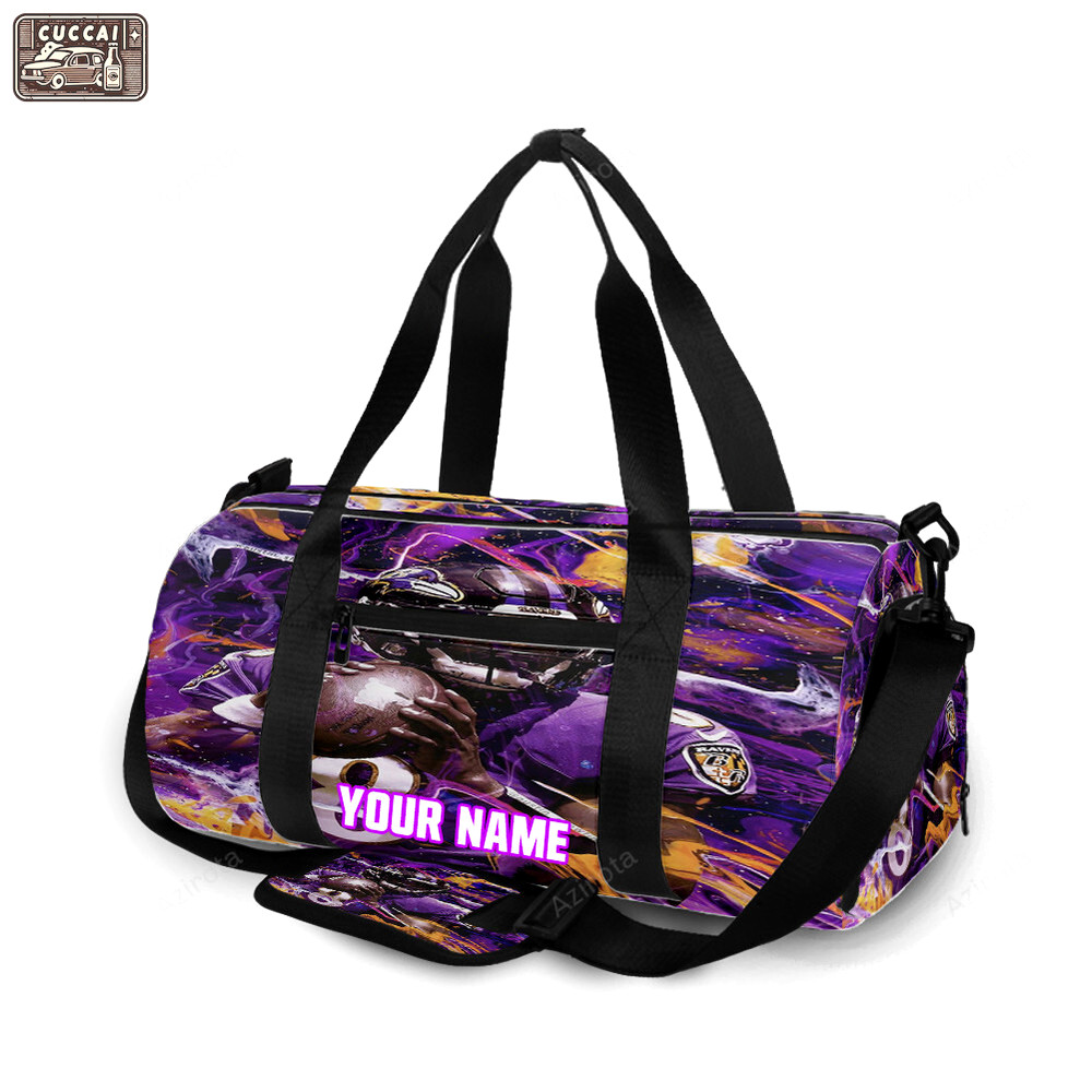 Baltimore ravens lamar jackson 8 v6 painting personalized name travel bag gym bag 1170 Travel Bag