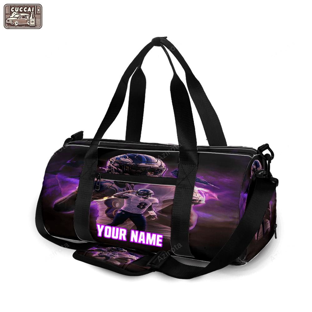 Baltimore ravens lamar jackson 8 v8 personalized name travel bag gym bag 839 Travel Bag