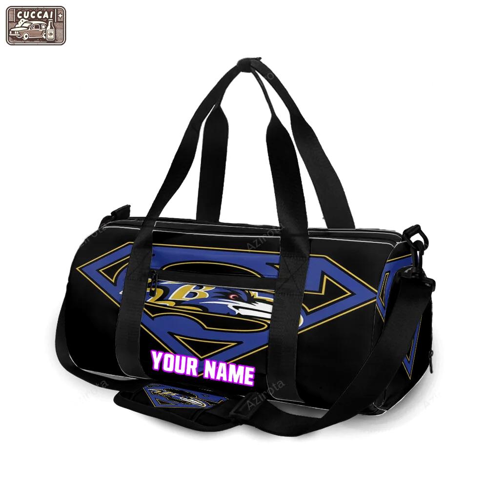 Baltimore ravens logo super man personalized name travel bag gym bag 1704 Travel Bag