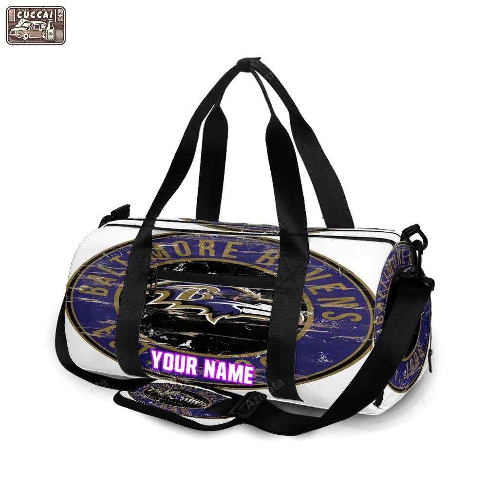 Baltimore ravens logo vintage personalized name travel bag gym bag 756 Travel Bag