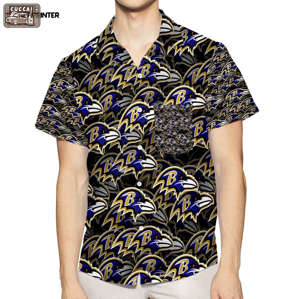 Baltimore ravens logo21 3d all over print summer beach hawaiian shirt with pocket Hawaii Shirt