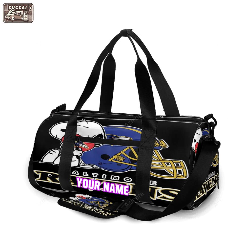 Baltimore ravens snoopy heart personalized name travel bag gym bag 131 Travel Bag