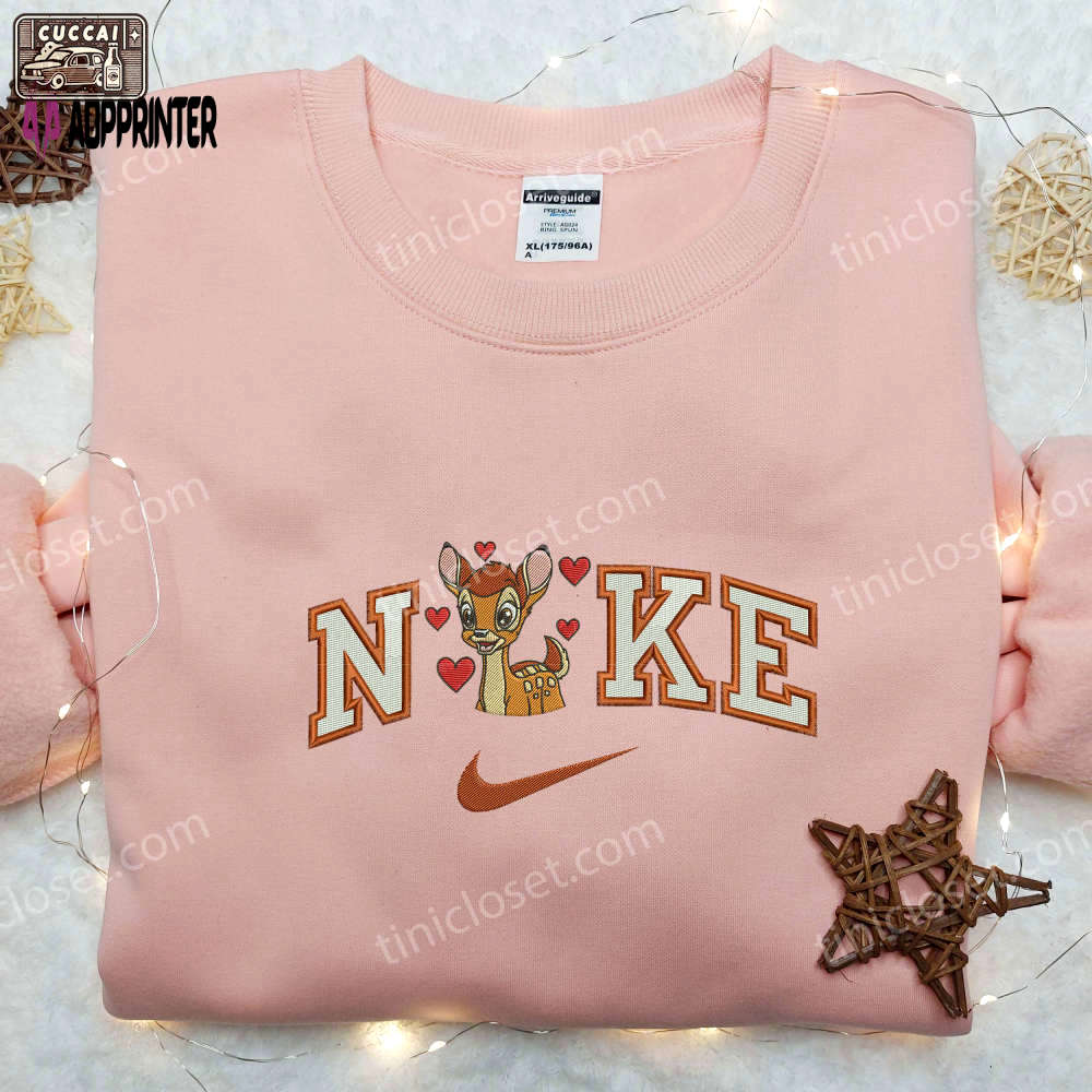 Bambi love x swoosh nike embroidered shirt – cartoon disney theme Embroidered Shirt