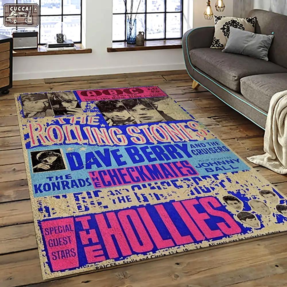 Band the rolling stones music carpet rectangle area rug for living room bedroom decor trs23 Rectangle Rug