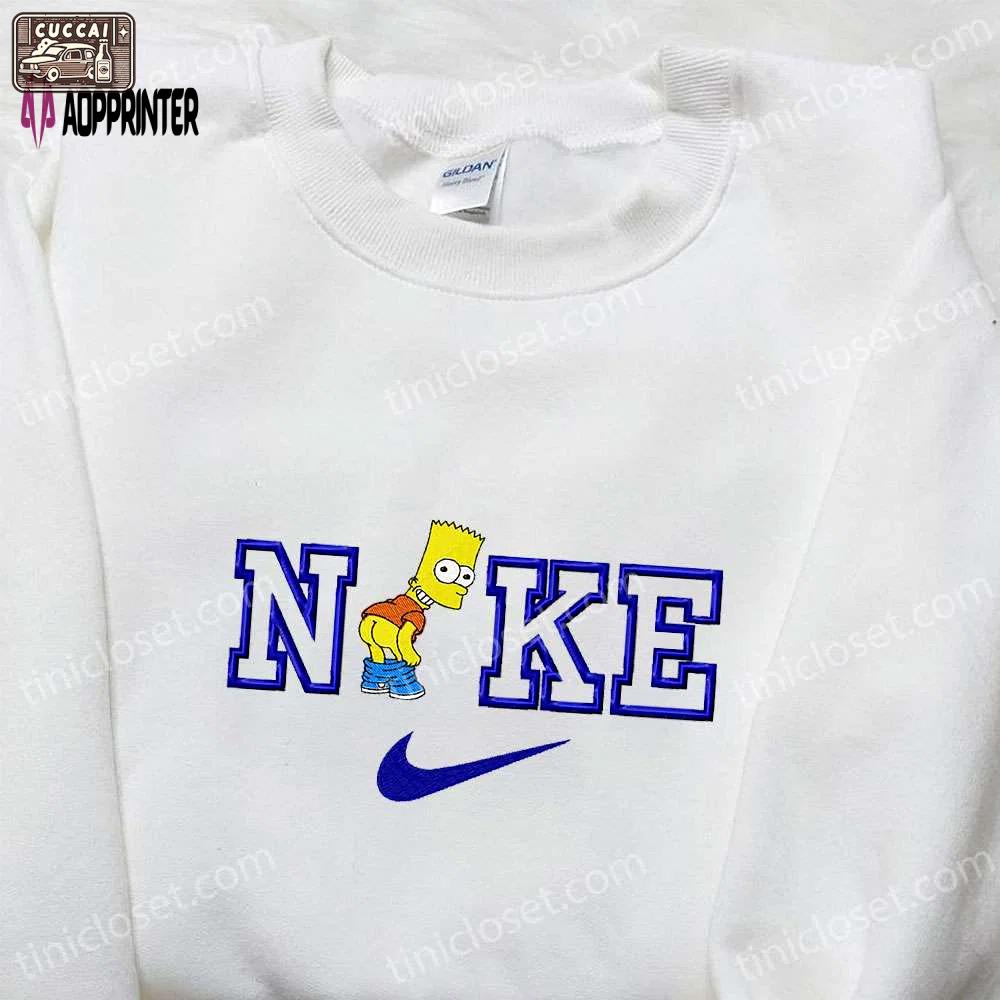 Bart simpson x nike cartoon embroidered shirt best nike inspired birthday gift Embroidered Shirt