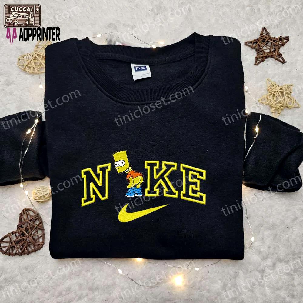 Bart simpson x nike cartoon embroidered tshirt: best nike inspired birthday gift Embroidered Shirt