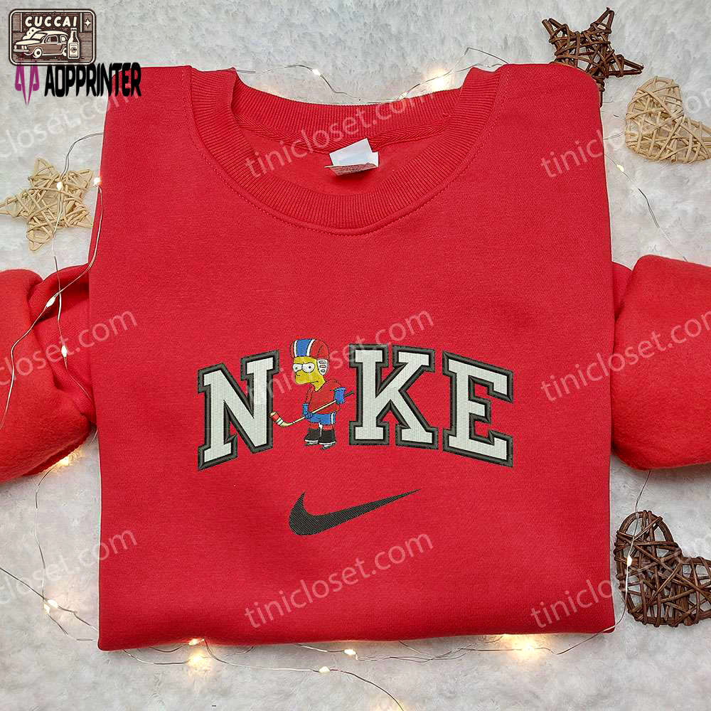 Bart simpson x nike embroidered sweatshirt: cartoon inspired shirt Embroidered Shirt