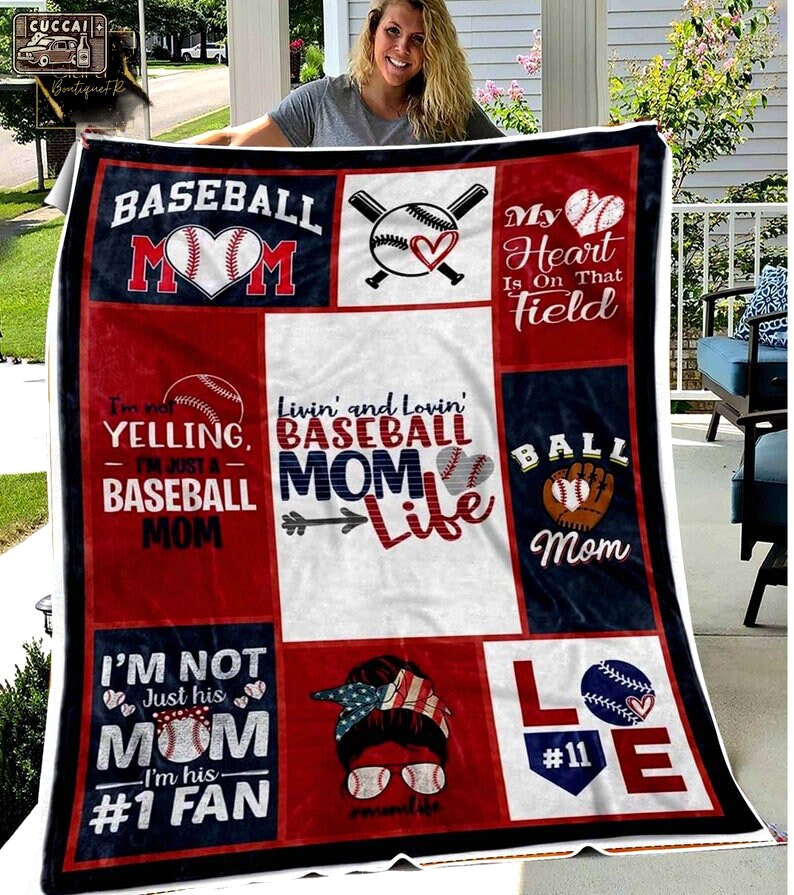 Baseball mom behind every baseball player fleece blanket, mink sherpa blanket, baseball blanket, mother's day gift, baseball mom quilt Quilt Blanket