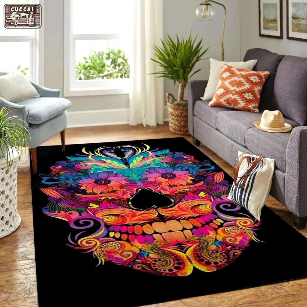 Beautiful skull area rug ofd bhs190827 area rug living room carpet rug regtangle carpet floor decor home decor Rectangle Rug