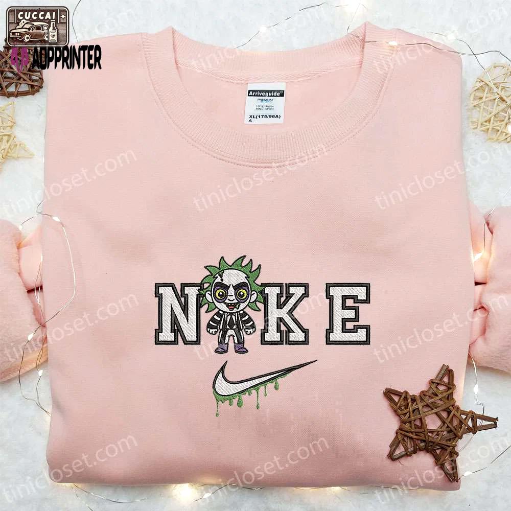 Beetlejuice x nike embroidered hoodie & shirt: best halloween gift ideas Embroidered Shirt