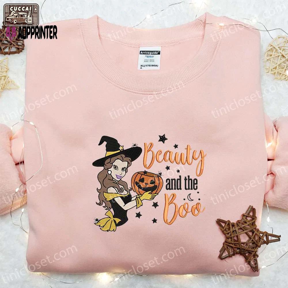 Belle beauty & the boo embroidered sweatshirt: disney princess hoodie best halloween gift ideas Embroidered Shirt