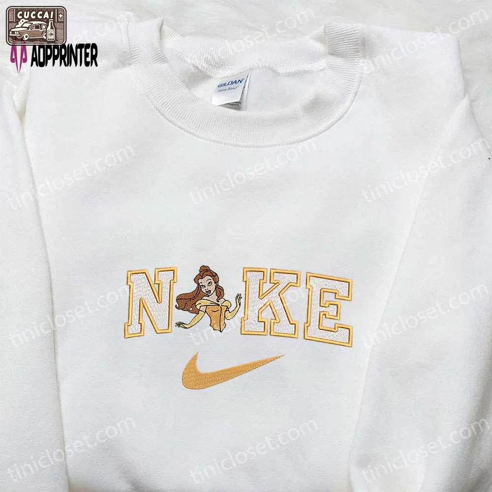 Belle x nike embroidered shirt & disney princess hoodie: perfect girls gift! Embroidered Shirt