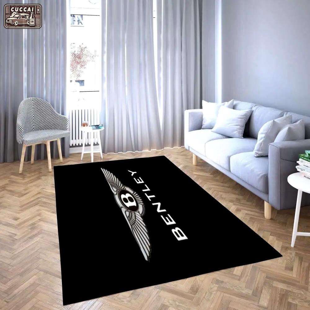 Bently logo area rug black & white living room carpet rug regtangle carpet floor decor home decor Rectangle Rug