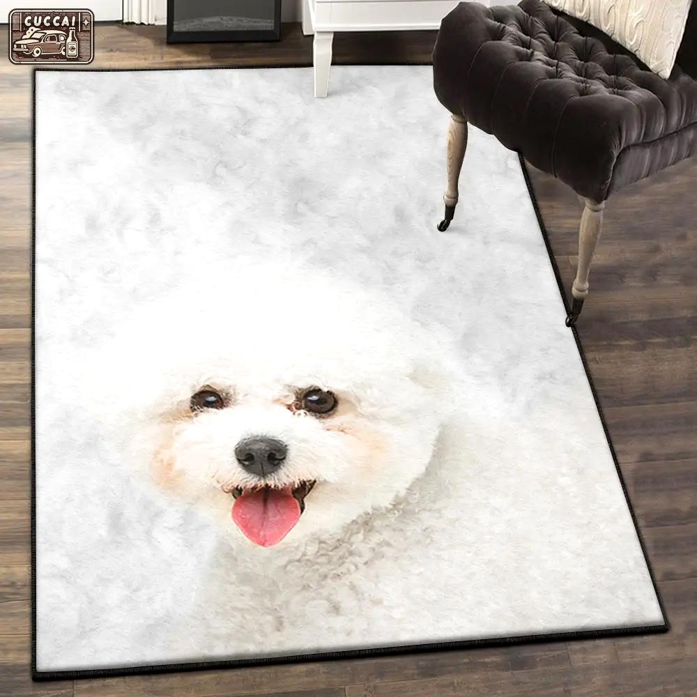 Bichon frise dog non shedding area rug, bichon frise 1250 rug Rectangle Rug