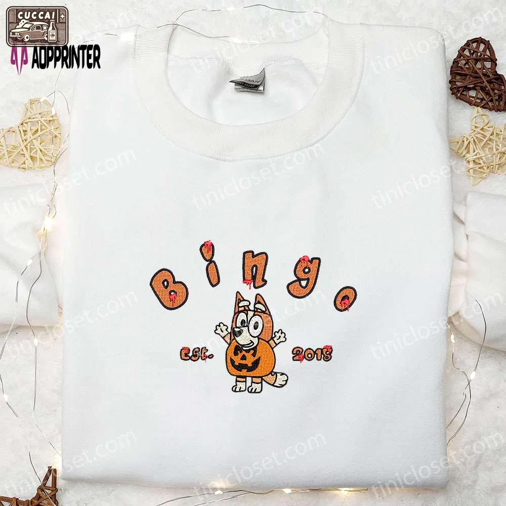 Bingo pumpkin est 2018 halloween embroidered shirt – best family halloween gift Embroidered Shirt