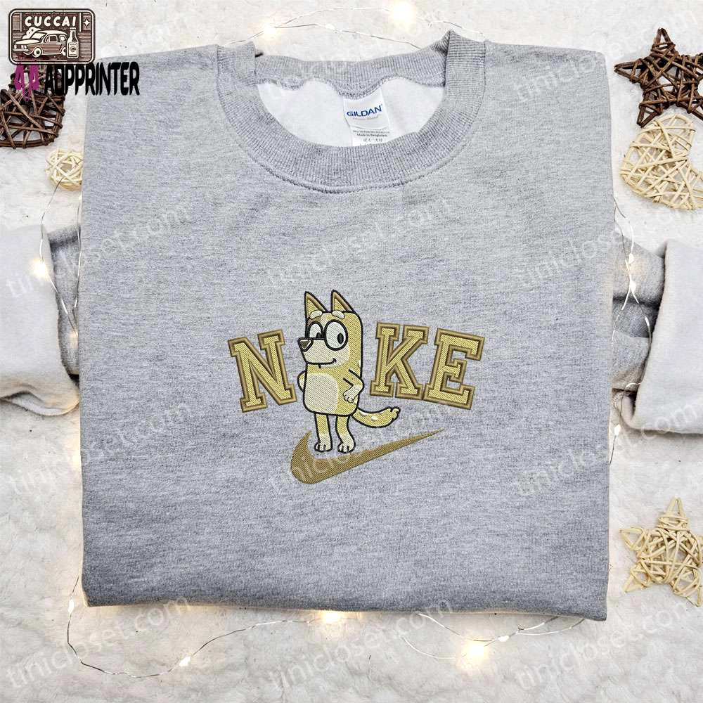 Bingo x nike cartoon embroidered sweatshirt – the bluey & nike inspired shirt Embroidered Shirt