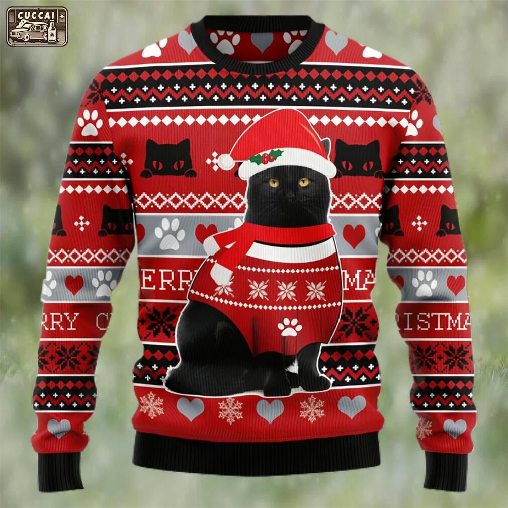 Black cat christmas pattern ugly christmas sweater Christmas Ugly Sweater
