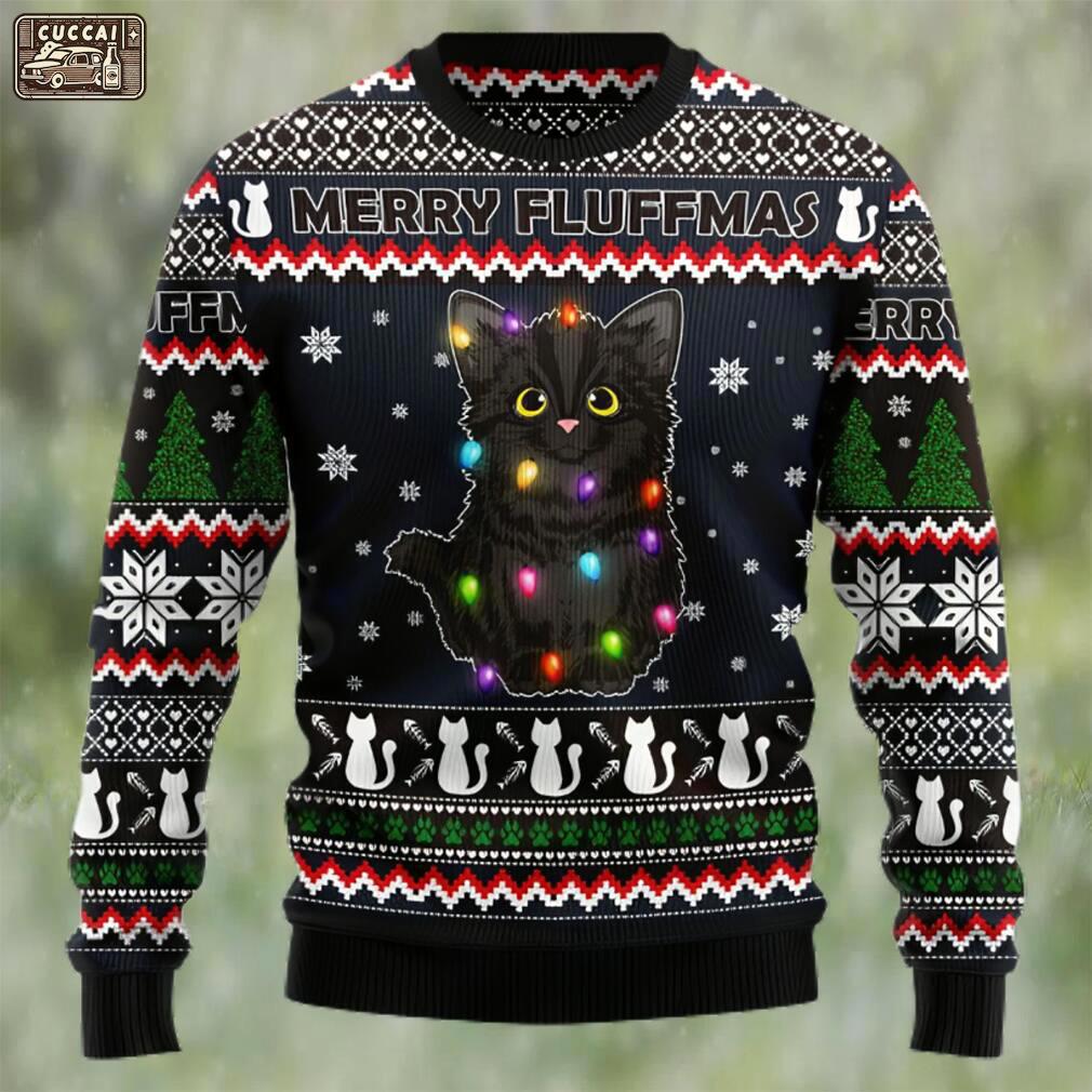 Black cat fluffmas ugly christmas sweater Christmas Ugly Sweater